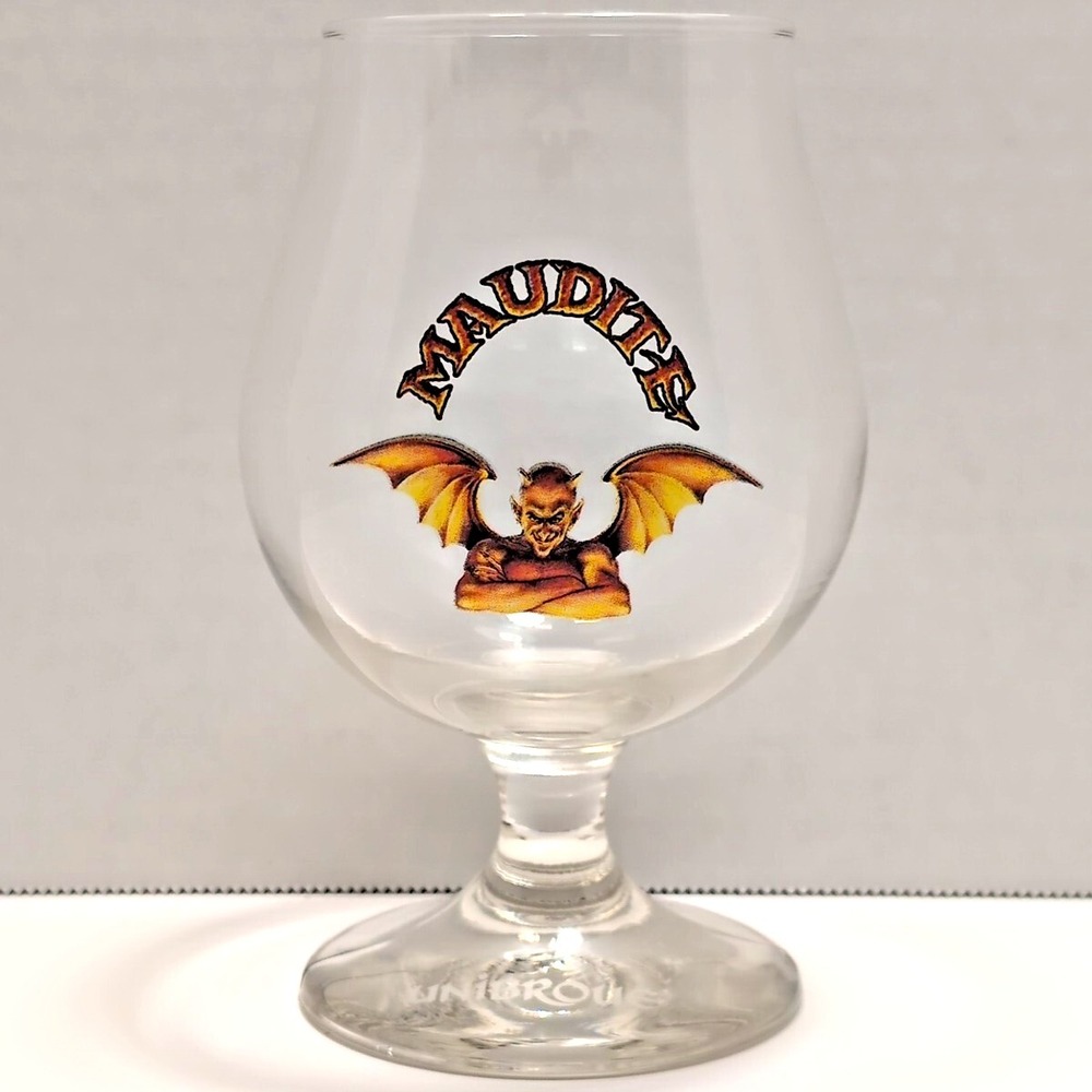 VTG Maudite‎ Tulip Beer Glass Unibroue Jerry Vietz Brewmaster Signature Rare